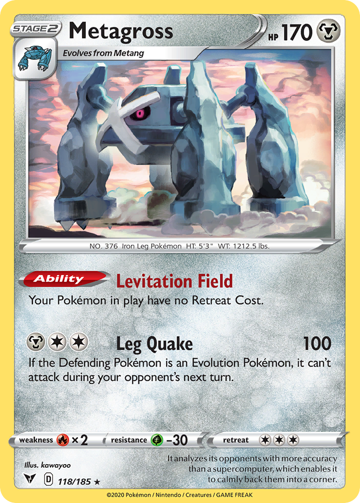 Metagross 118/185 Rare Vivid Voltage Pokemon Reverse Holo