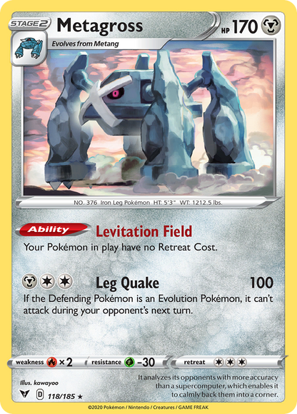 Metagross 118/185 Rare Vivid Voltage Pokemon Reverse Holo