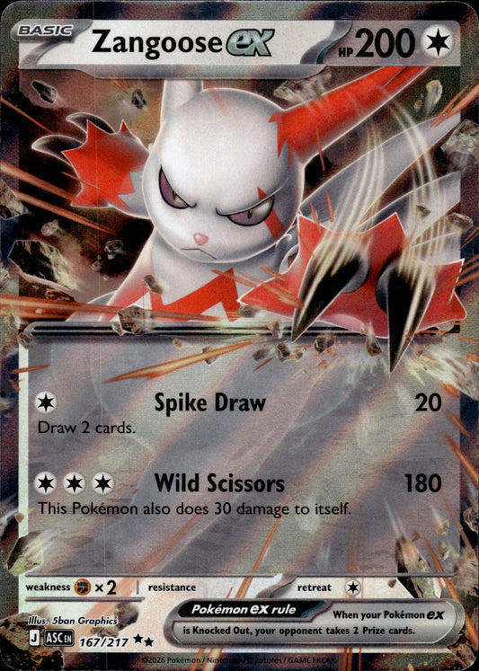 Zangoose ex 167/217 Double Rare Ascended Heroes Pokemon