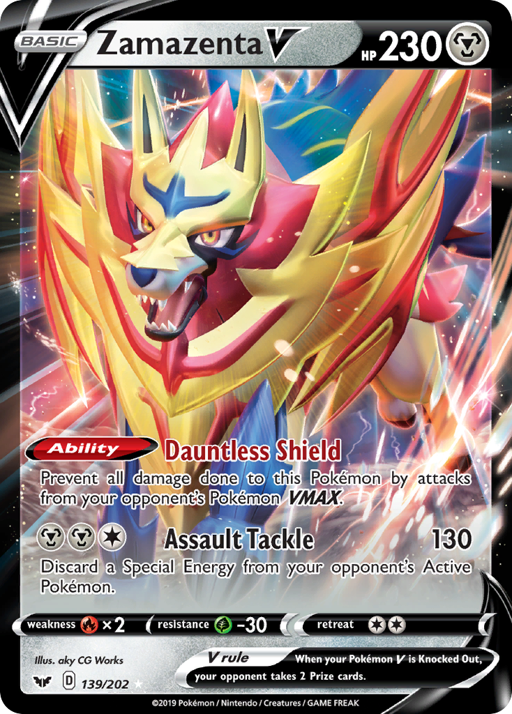 Zamazenta V 139/202 Holo V Rare Sword & Shield Pokemon