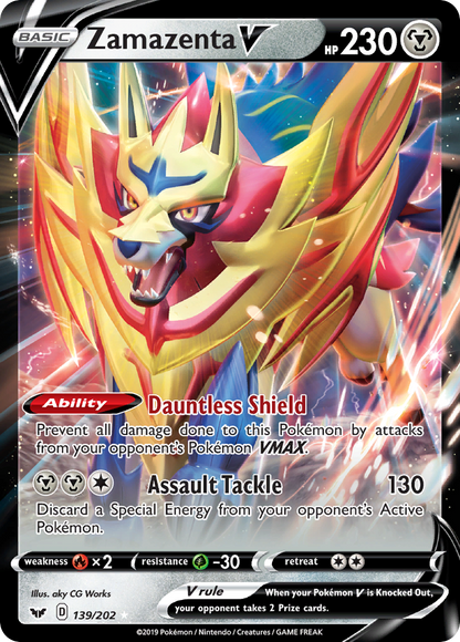 Zamazenta V 139/202 Holo V Rare Sword & Shield Pokemon