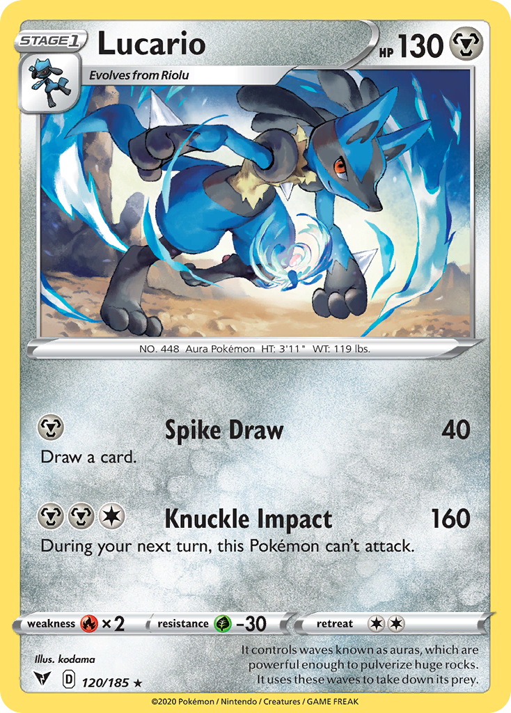 Lucario 120/185 Rare Vivid Voltage Pokemon Reverse Holo