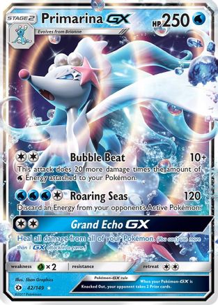 Primarina GX 42/149 Holo Ultra Rare SM Base Set Pokemon