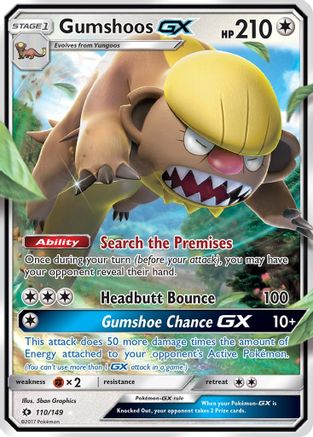 Gumshoos GX 110/149 Holo Ultra Rare SM Base Set Pokemon