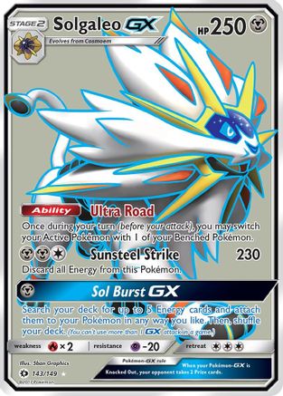 Solgaleo GX (Full Art) 143/149 Holo Ultra Rare SM Base Set Pokemon