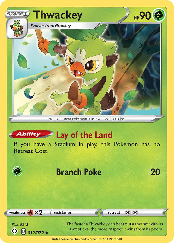 Thwackey 012/072 Uncommon Shining Fates Pokemon Reverse Holo
