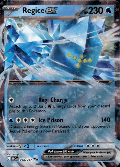 Regice ex 048/217 Double Rare Ascended Heroes Pokemon