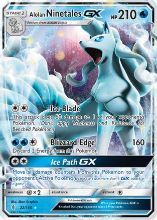 Alolan Ninetales GX 22/145 Holo Ultra Rare Guardians Rising Pokemon