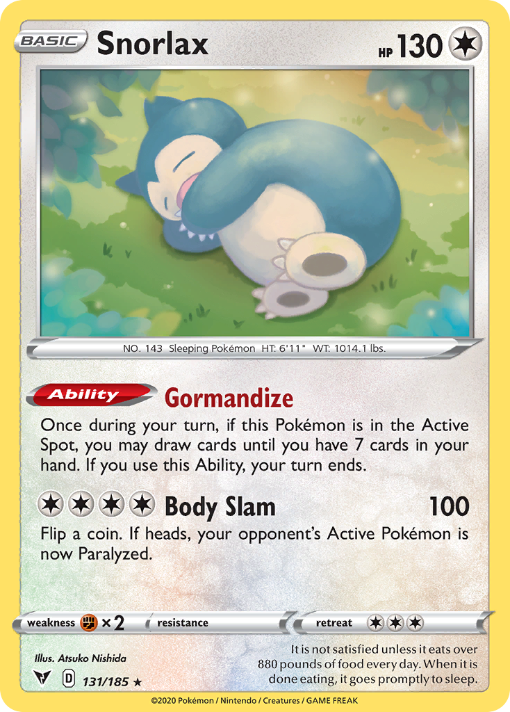 Snorlax 131/185 Holo Rare Vivid Voltage Pokemon Holo