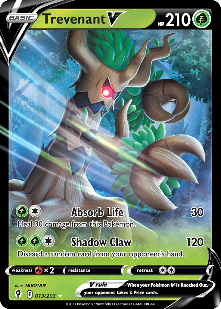 Trevenant V 013/203 Holo V Rare Evolving Skies Pokemon