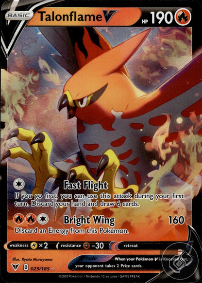Talonflame V 029/185 Holo V Rare Vivid Voltage Pokemon