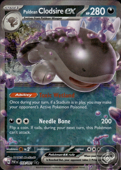 Paldean Clodsire ex 059/091 Double Rare Paldean Fates Pokemon