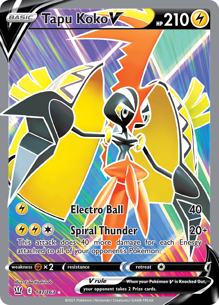 Tapu Koko V 147/163 Ultra Rare Battle Styles Pokemon Holo