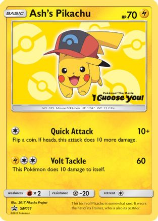 Ash's Pikachu - SM111 Promo Sun & Moon Promo Pokemon