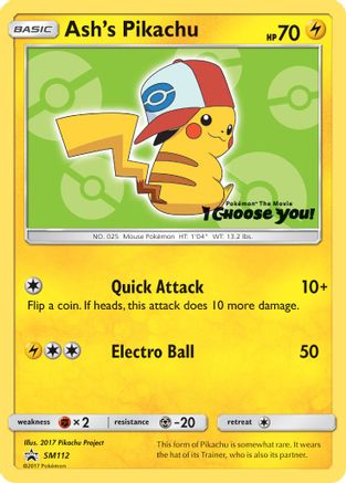 Ash's Pikachu - SM112 Promo Sun & Moon Promo Pokemon