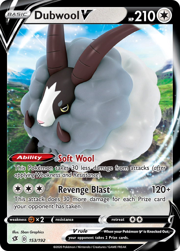 Dubwool V 153/192 Holo V Rare Rebel Clash Pokemon