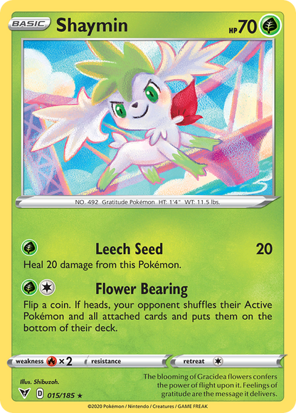 Shaymin 015/185 Holo Rare Vivid Voltage Pokemon Reverse Holo