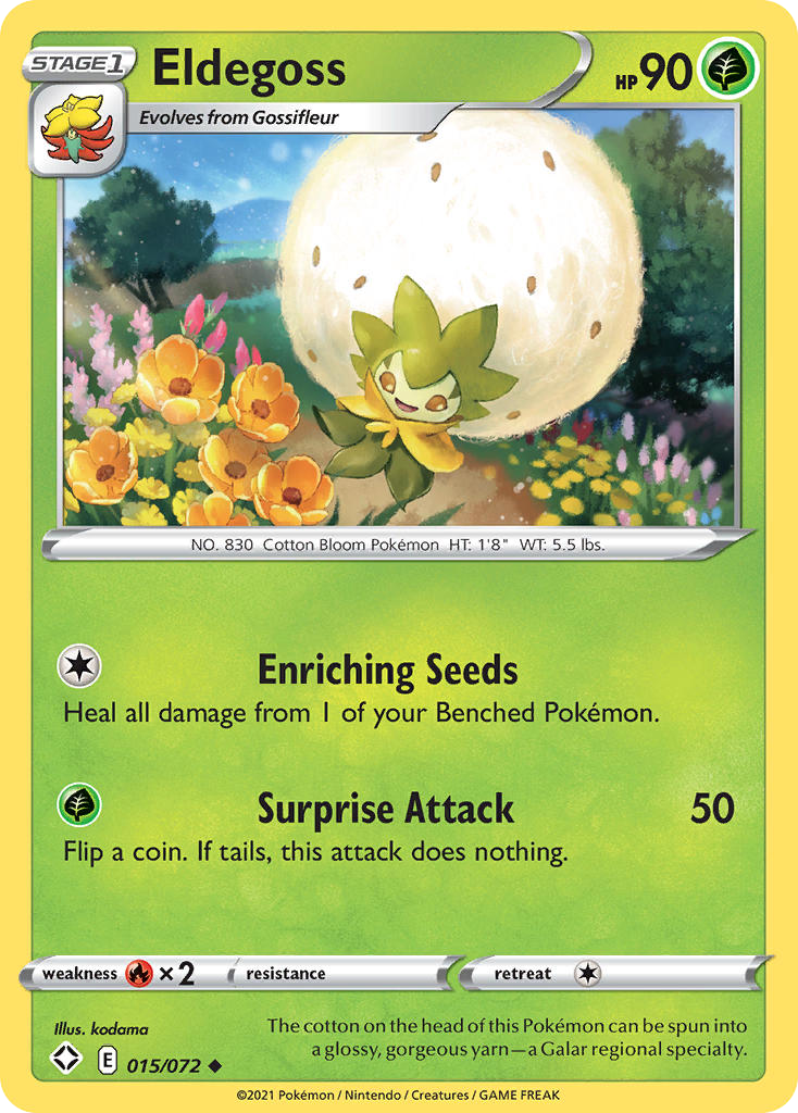 Eldegoss 015/072 Uncommon Shining Fates Pokemon Reverse Holo