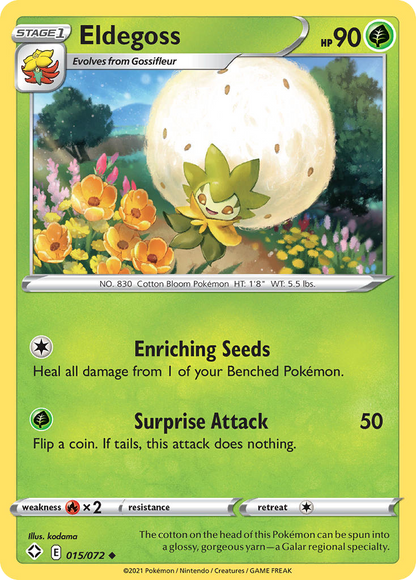 Eldegoss 015/072 Uncommon Shining Fates Pokemon Reverse Holo