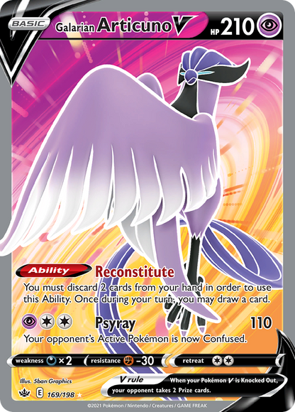 Galarian Articuno V 169/198 Ultra Rare Chilling Reign Pokemon
