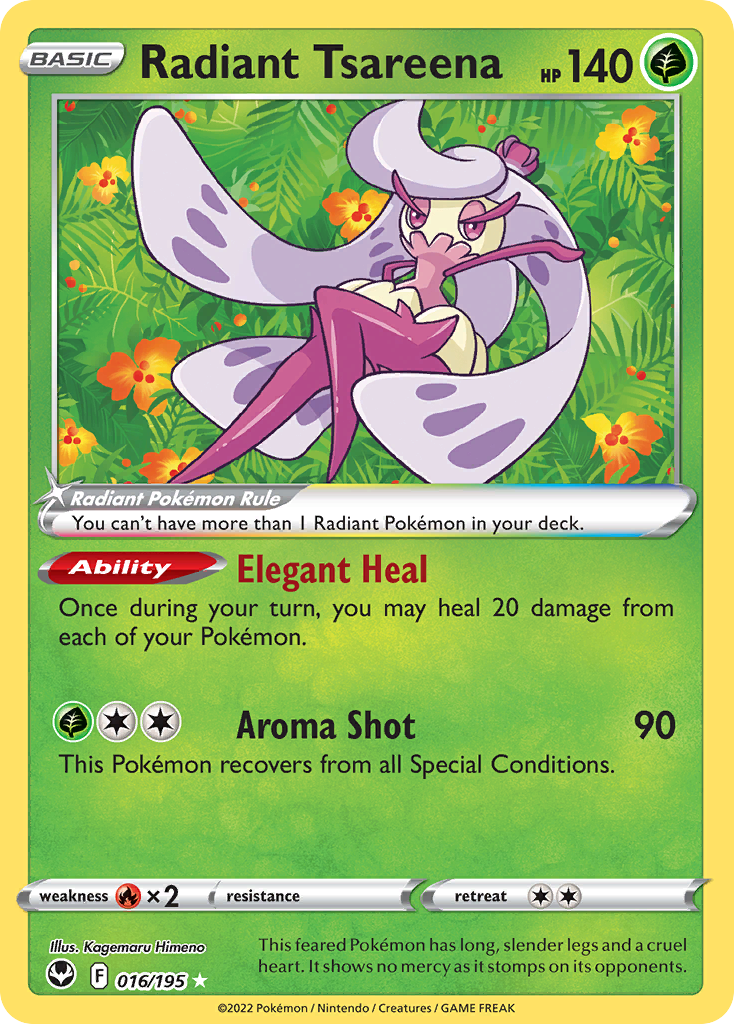 Radiant Tsareena 016/195 Radiant Rare Silver Tempest Pokemon