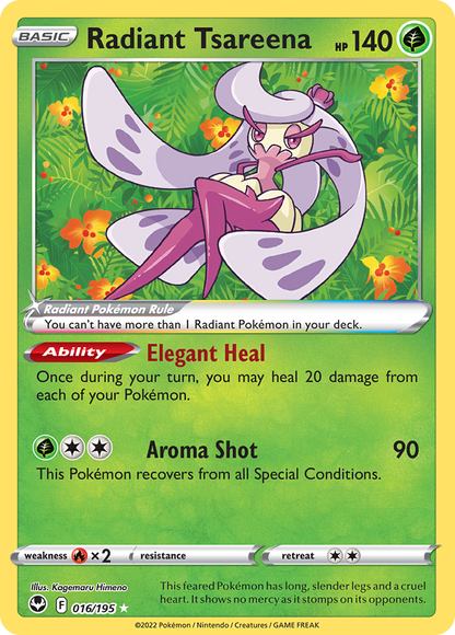 Radiant Tsareena 016/195 Radiant Rare Silver Tempest Pokemon