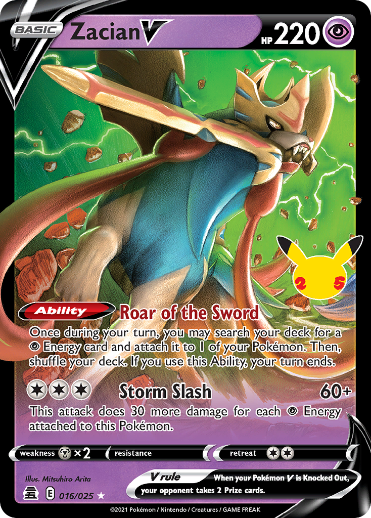 Zacian V 016/025 Holo V Rare Celebrations Pokemon