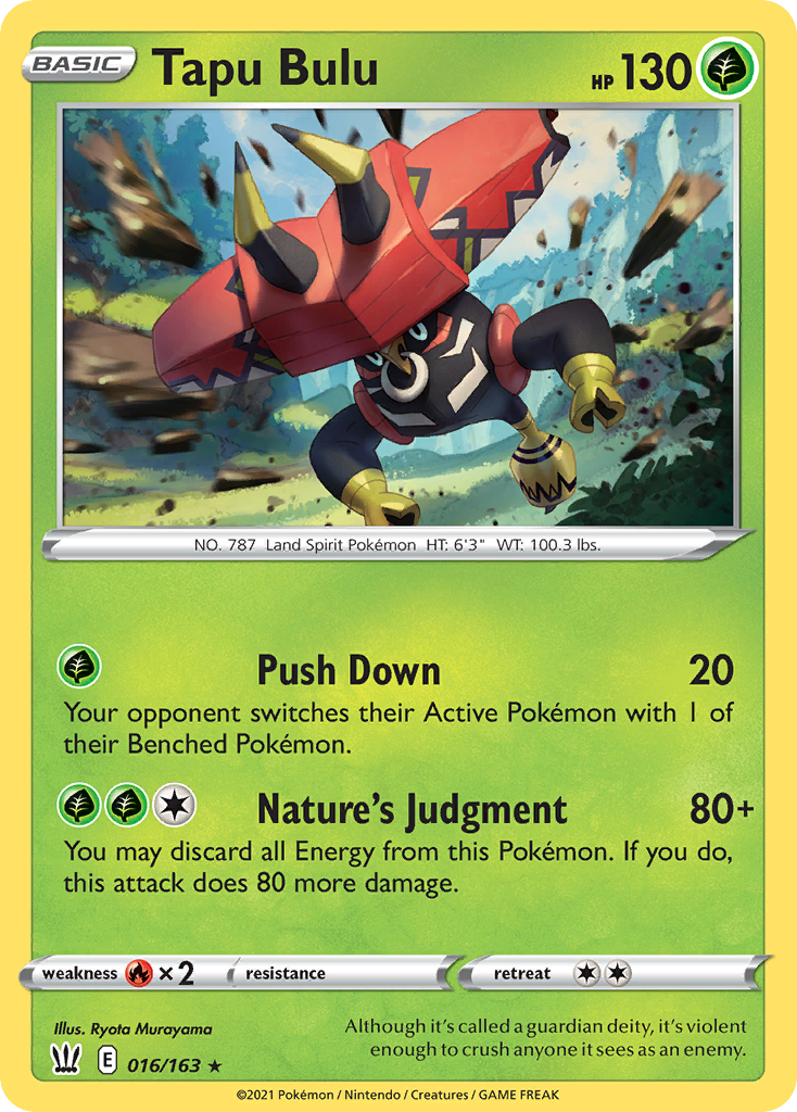 Tapu Bulu 016/163 Holo Rare Battle Styles Pokemon Holo