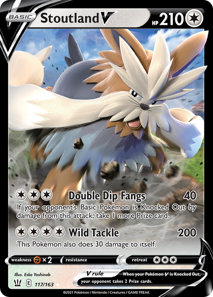 Stoutland V 117/163 Holo V Rare Battle Styles Pokemon