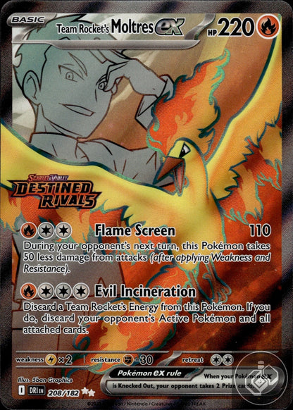 Team Rocket's Moltres ex 208/182 Ultra Rare Destined Rivals Pokemon