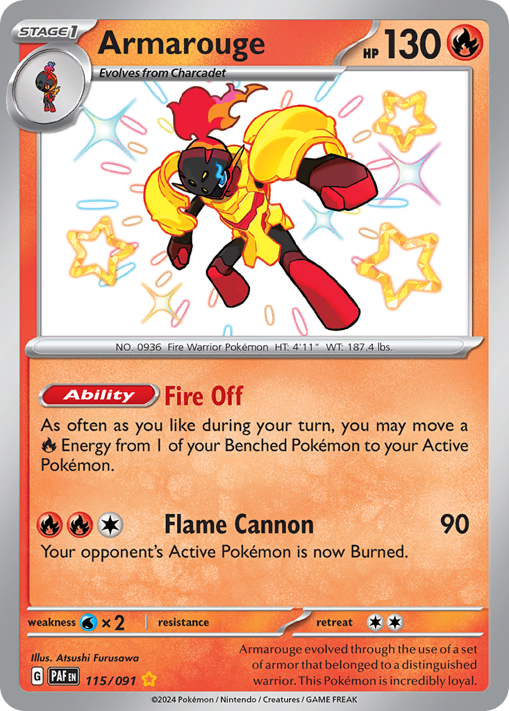 Armarouge 115/091 Shiny Rare Paldean Fates Pokemon