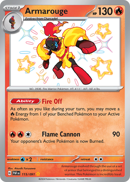 Armarouge 115/091 Shiny Rare Paldean Fates Pokemon