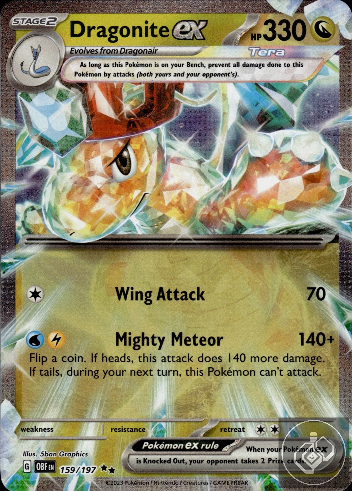 Dragonite ex 159/197 Double Rare Obsidian Flames Pokemon