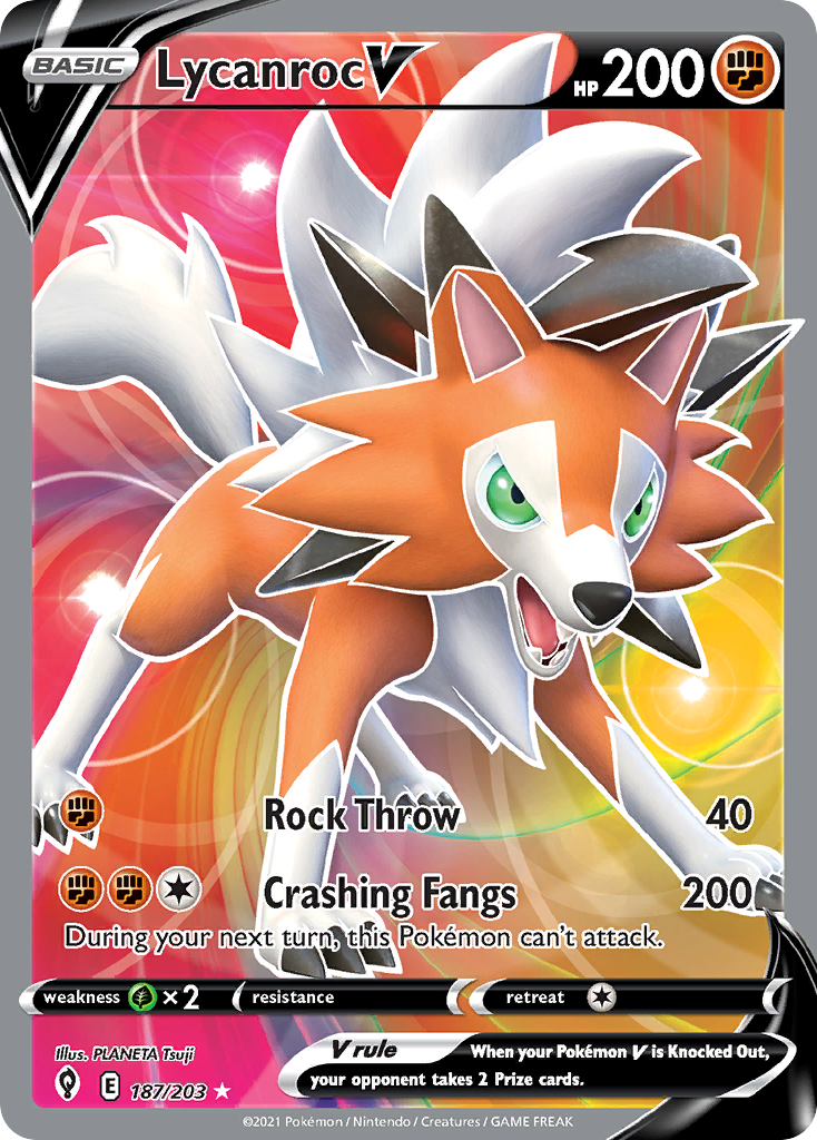 Lycanroc V 187/203 Ultra Rare Evolving Skies Pokemon