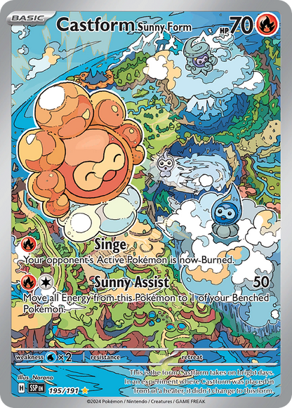 Castform Sunny Form 195/191 Illustration Rare Surging Sparks Pokemon