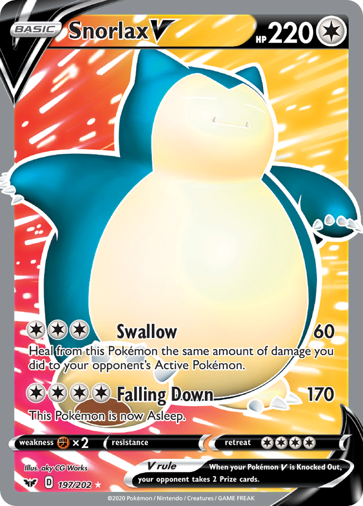 Snorlax V 197/202 Ultra Rare Sword & Shield Pokemon