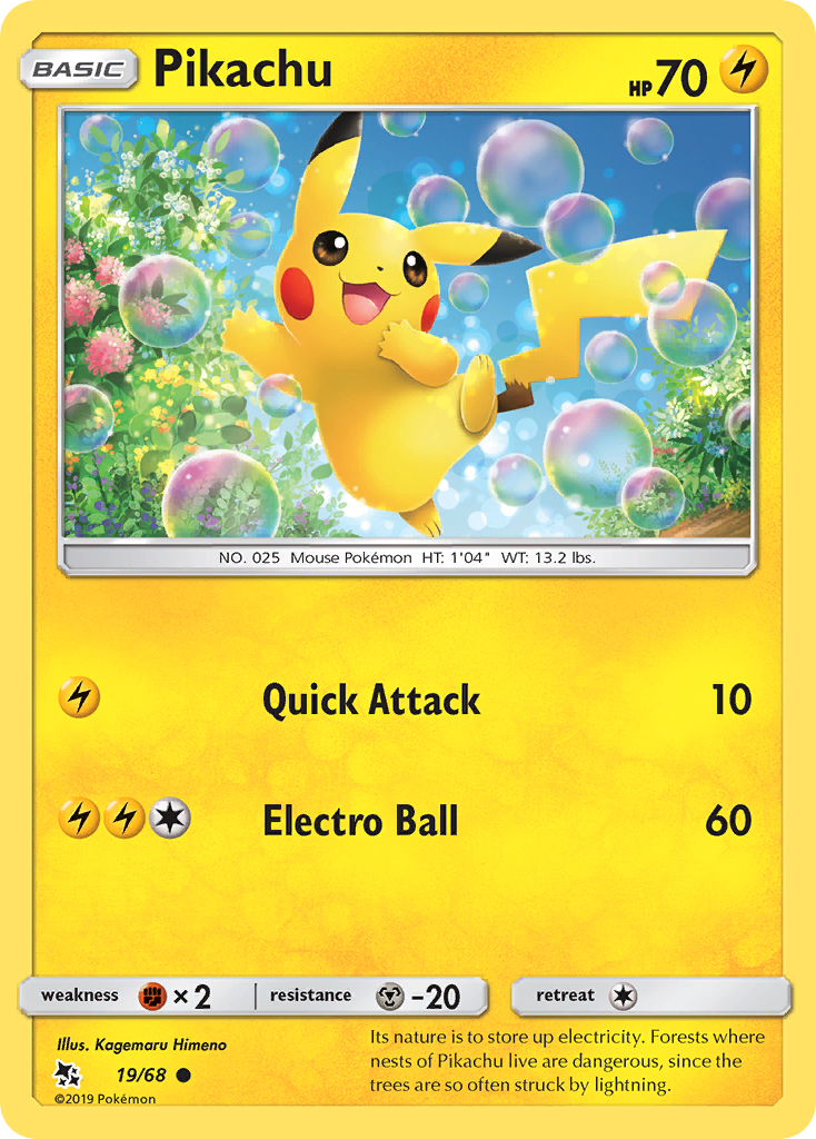 Pikachu 19/68 Common Hidden Fates Pokemon