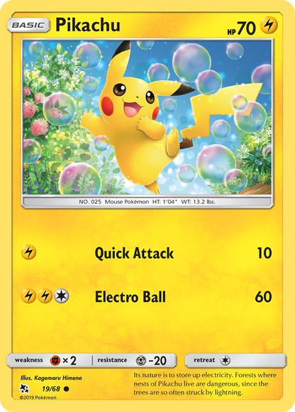 Pikachu 19/68 Common Hidden Fates Pokemon
