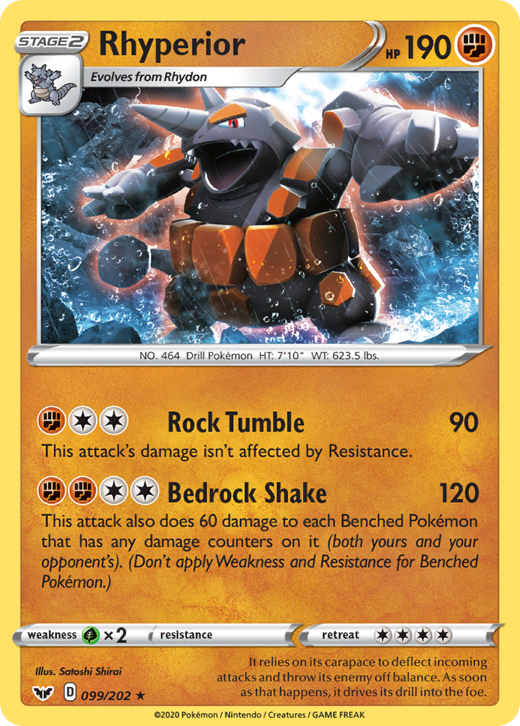 Rhyperior 099/202 Holo Rare Sword & Shield Pokemon