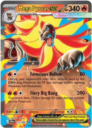 Mega Pyroar ex 015/086 Double Rare ME04: Chaos Rising Pokemon