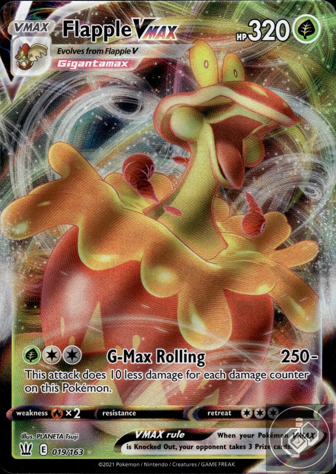 Flapple VMAX 019/163 Holo VMAX Rare Battle Styles Pokemon