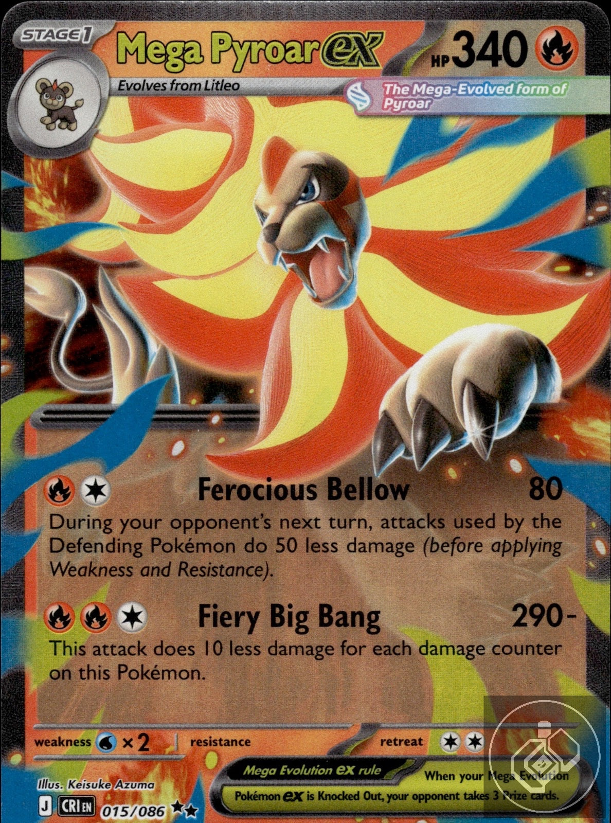 Mega Pyroar ex 015/086 Holo Double Rare Chaos Rising Pokemon
