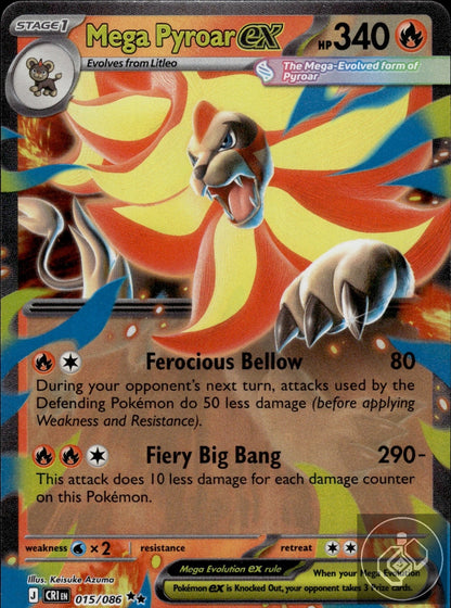 Mega Pyroar ex 015/086 Holo Double Rare Chaos Rising Pokemon