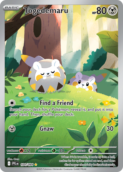 Togedemaru 104/094 Illustration Rare Phantasmal Flames Pokemon