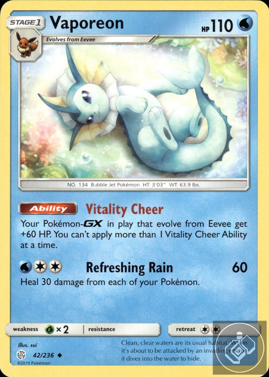 Vaporeon 42/236 Uncommon Cosmic Eclipse Pokemon