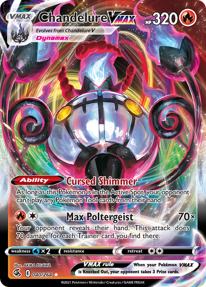 Chandelure VMAX 040/264 Holo VMAX Rare Fusion Strike Pokemon