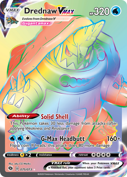 Drednaw VMAX 075/073 Rainbow Rare Champion's Path Pokemon