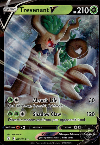 Trevenant V 013/203 Holo V Rare Evolving Skies Pokemon