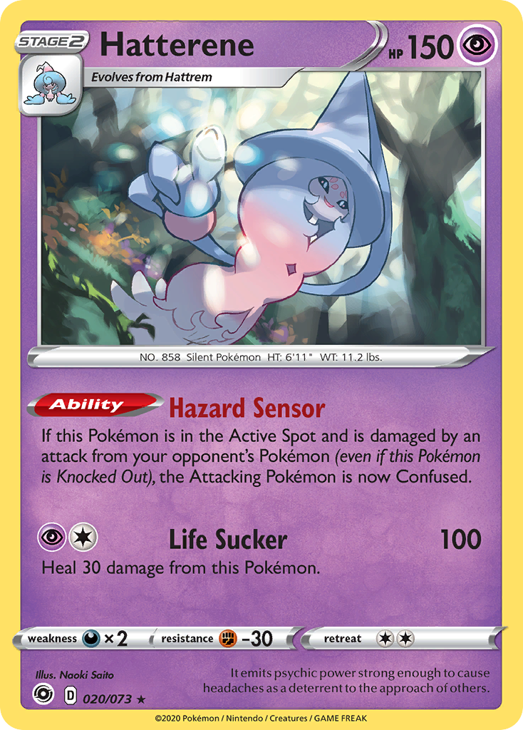 Hatterene 020/073 Holo Rare Champion's Path Pokemon Holo