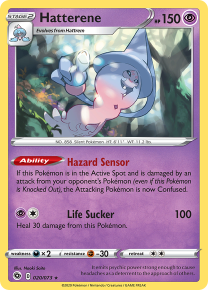 Hatterene 020/073 Holo Rare Champion's Path Pokemon Holo